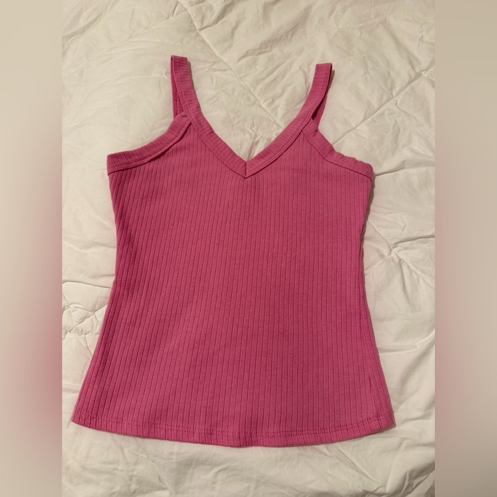 Full Tilt Pink Ribbed Tank Top Small